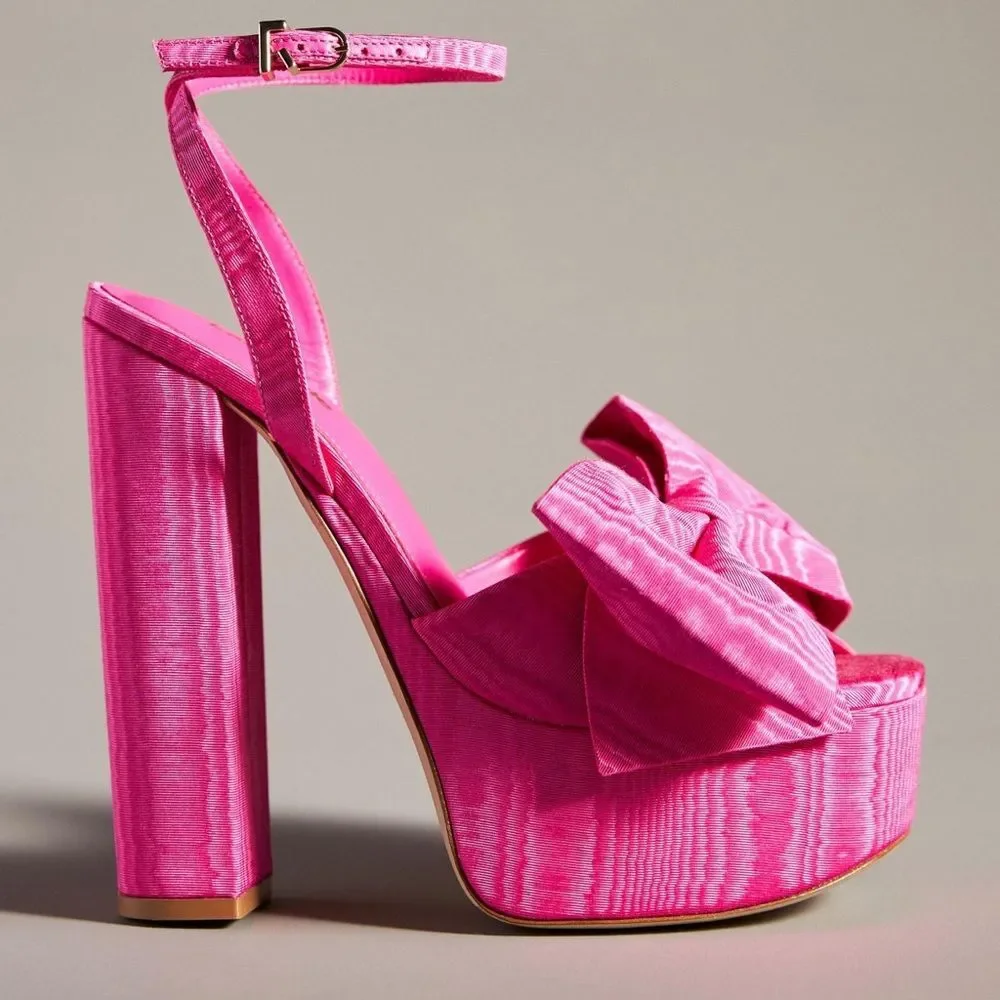 Larroude Elle Ankle Strap Platform Heels In Pink Ariana Magenta